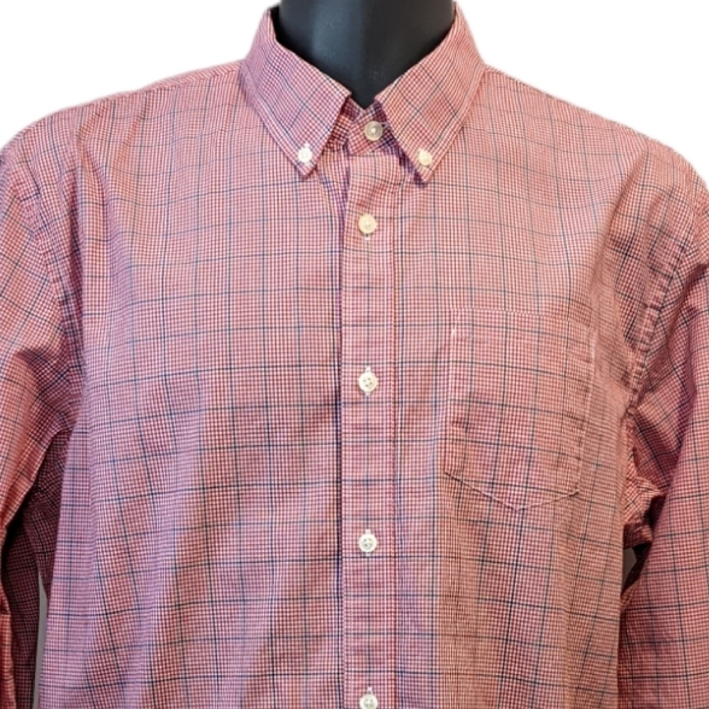 𝅺Logan Hill Red And White Gingham Windowpane Button Down Shirt XL